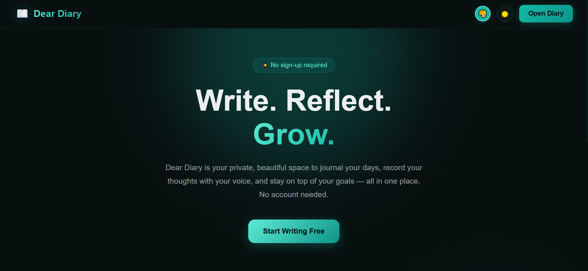 Dear Diary Project Screenshot